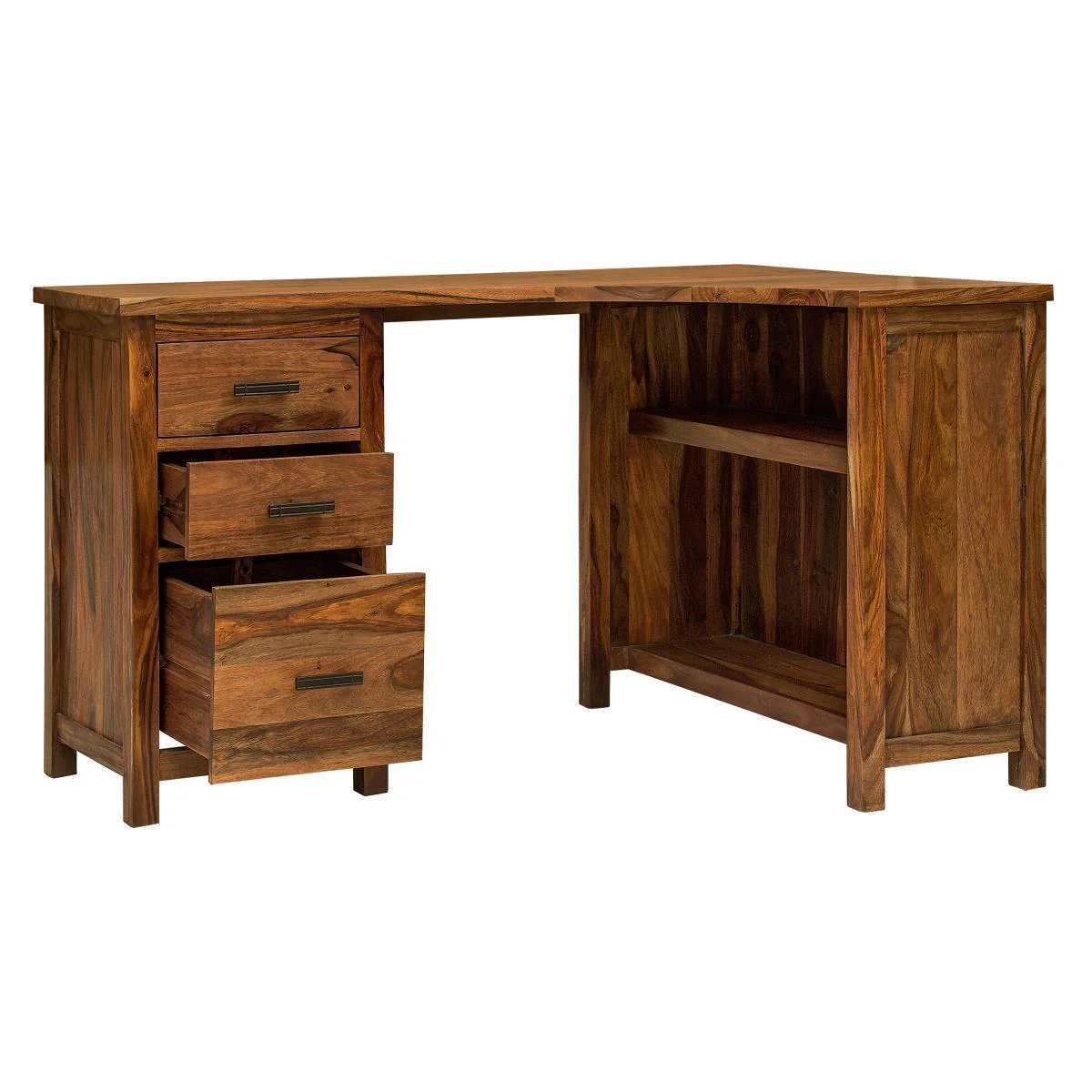 Amer L Shape Sheesham Wood Study Desk - Image 4