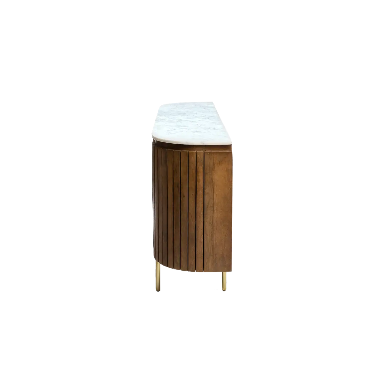 Rounded sideboard in mango wood and Liena marble - Image 5
