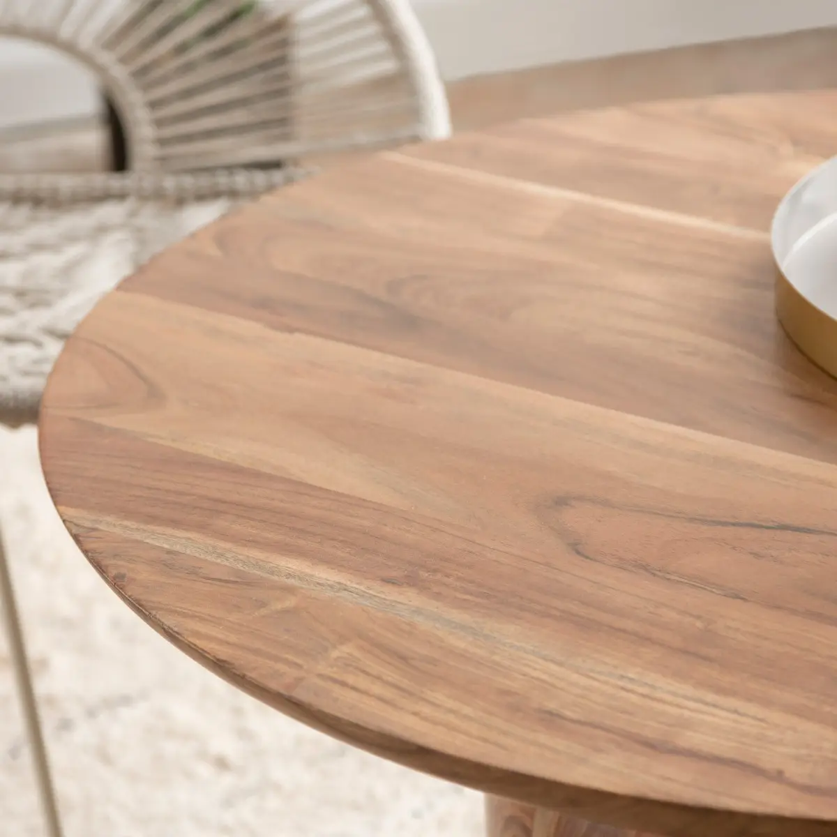 Albert Round Solid Acacia Wood Coffee Table - Image 2
