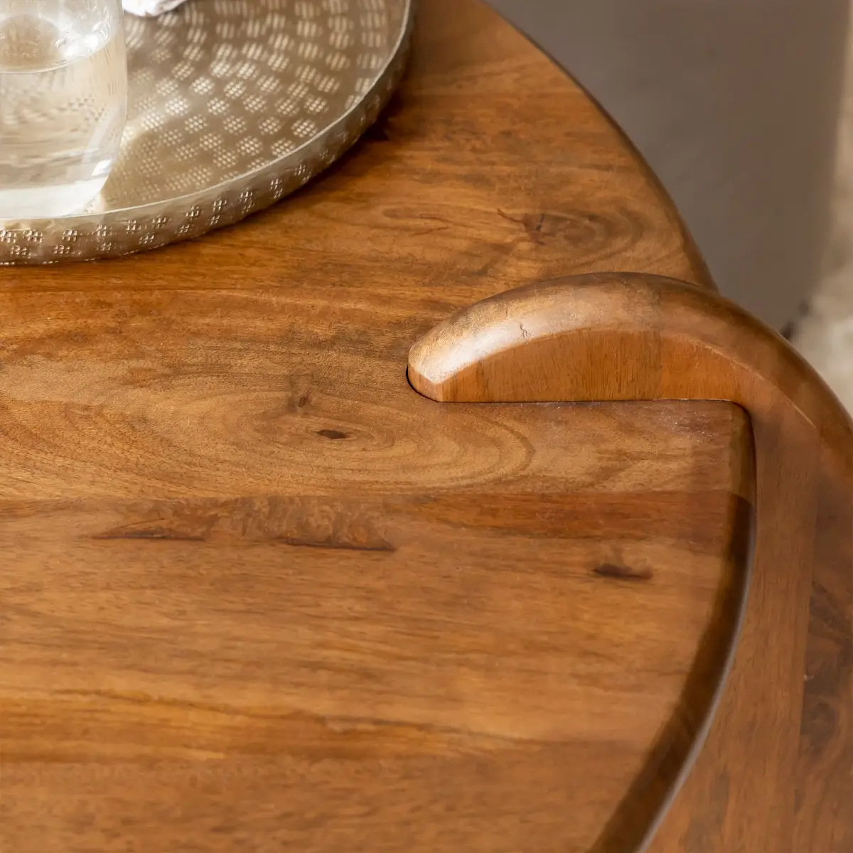 Albert Solid Mango Wood Round Coffee Table - Image 4