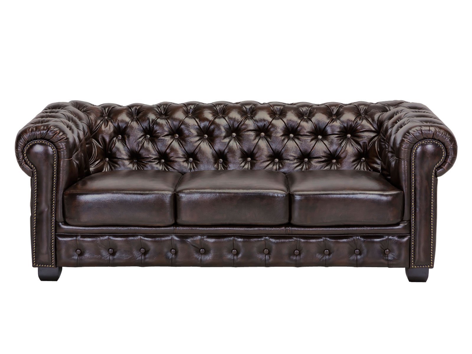 Chesterfield 3 Seater Leather Sofa #02 - Image 6