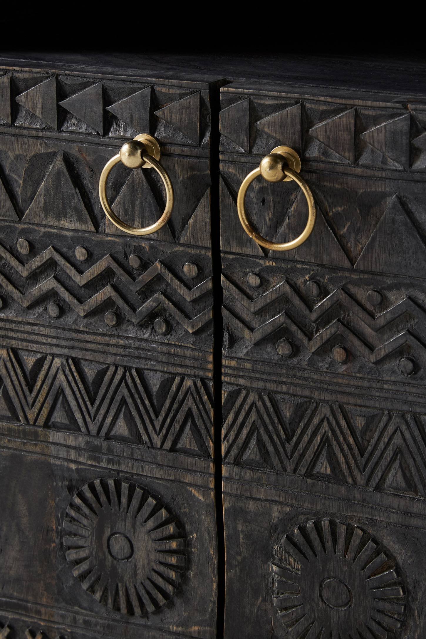 Jodhpur Traditional Carved Mango Wood Bed Side - Image 6