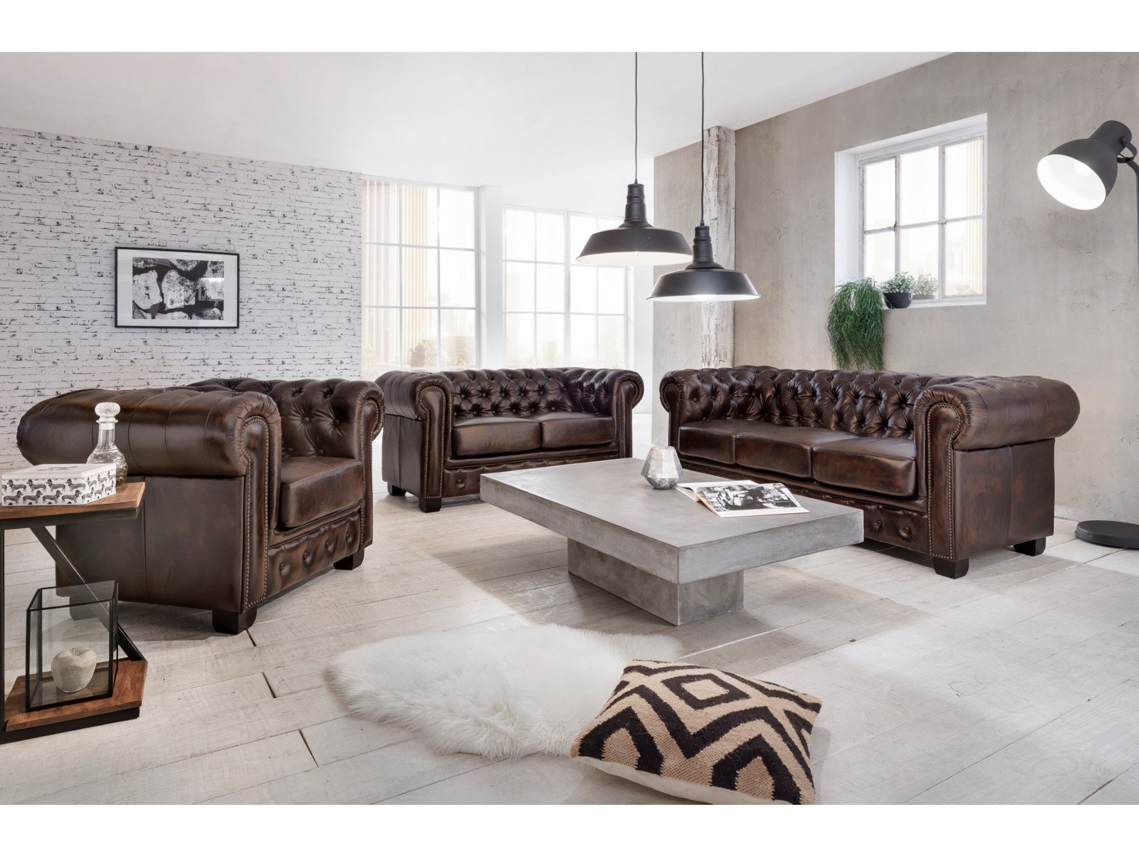 Chesterfield 3 Seater Leather Sofa #02 - Image 7