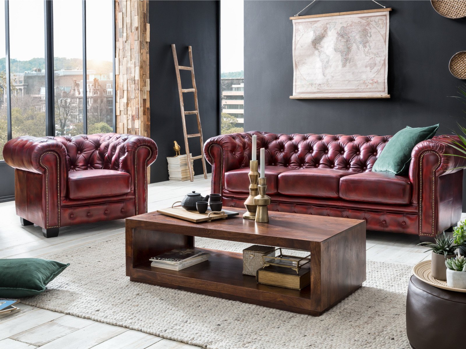 Chesterfield 3 Seater Leather Sofa #02 - Image 7
