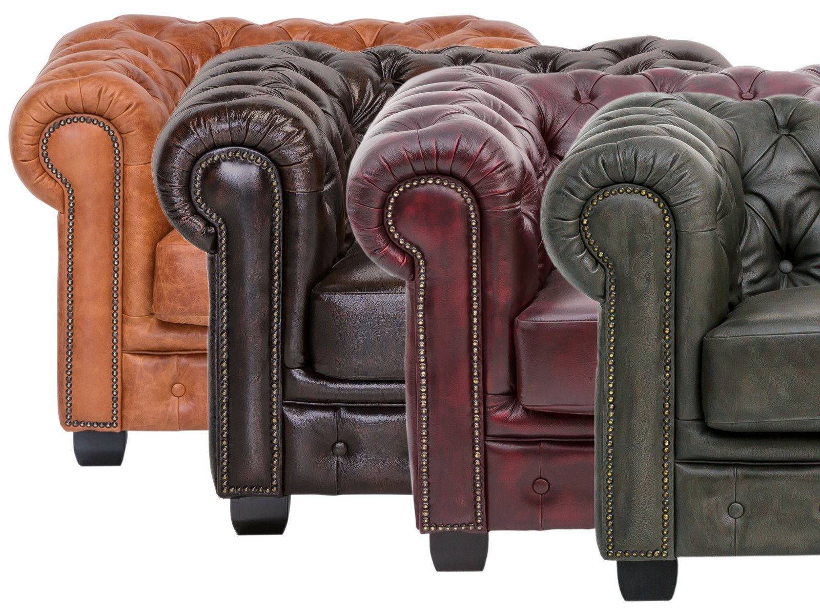 Chesterfield 3 Seater Leather Sofa - Image 6