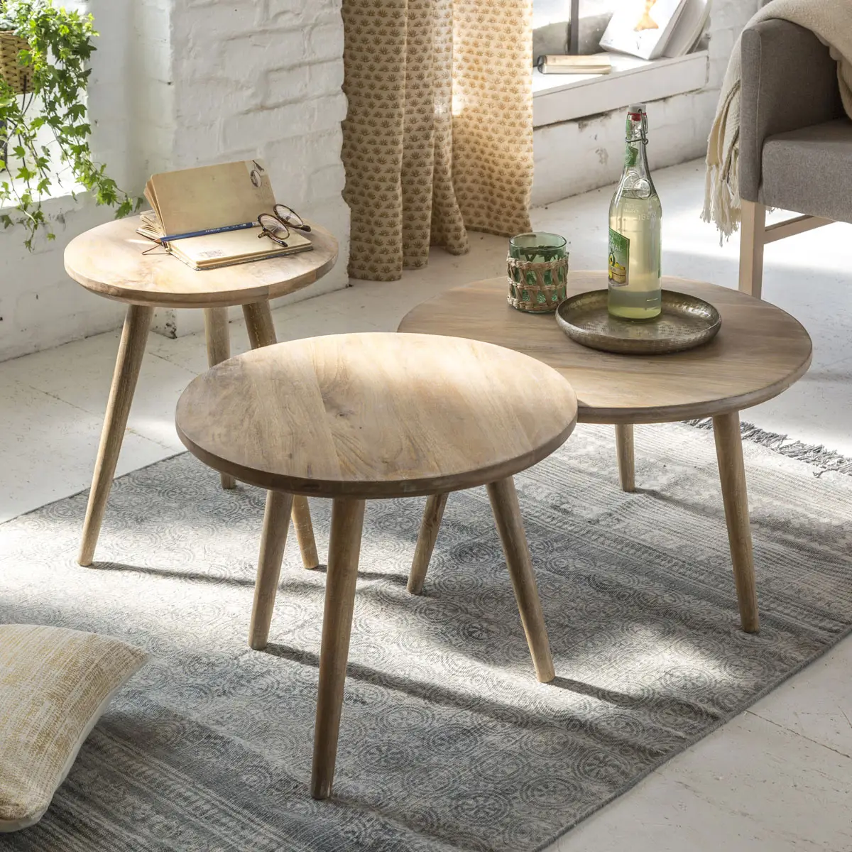Albert Solid Mango Wood Nesting Set of 3 Table - Image 10
