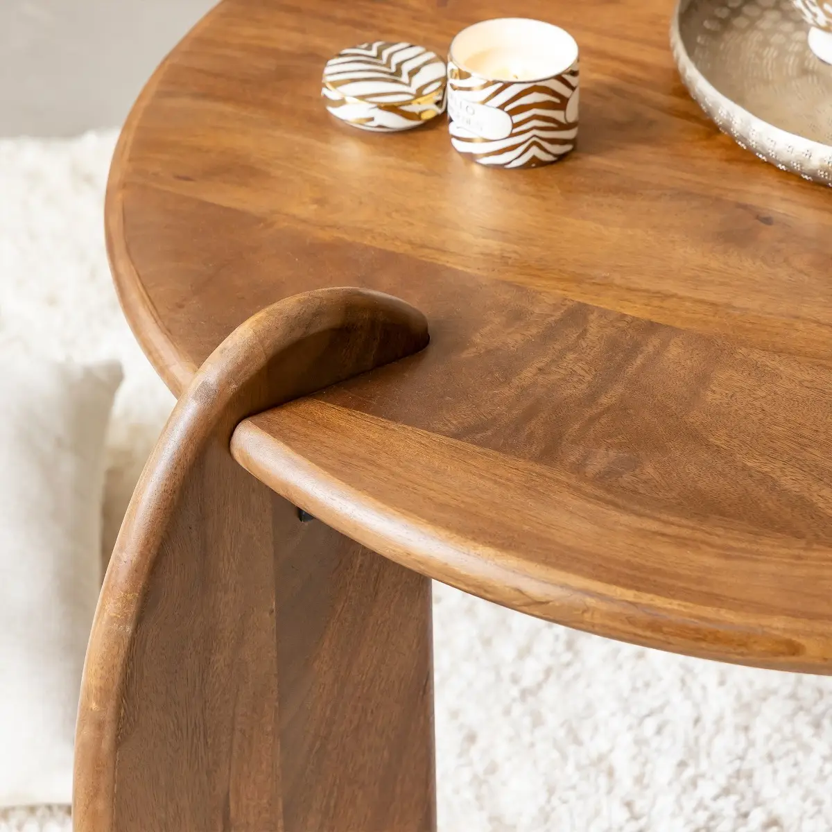 Albert Solid Mango Wood Round Coffee Table - Image 6