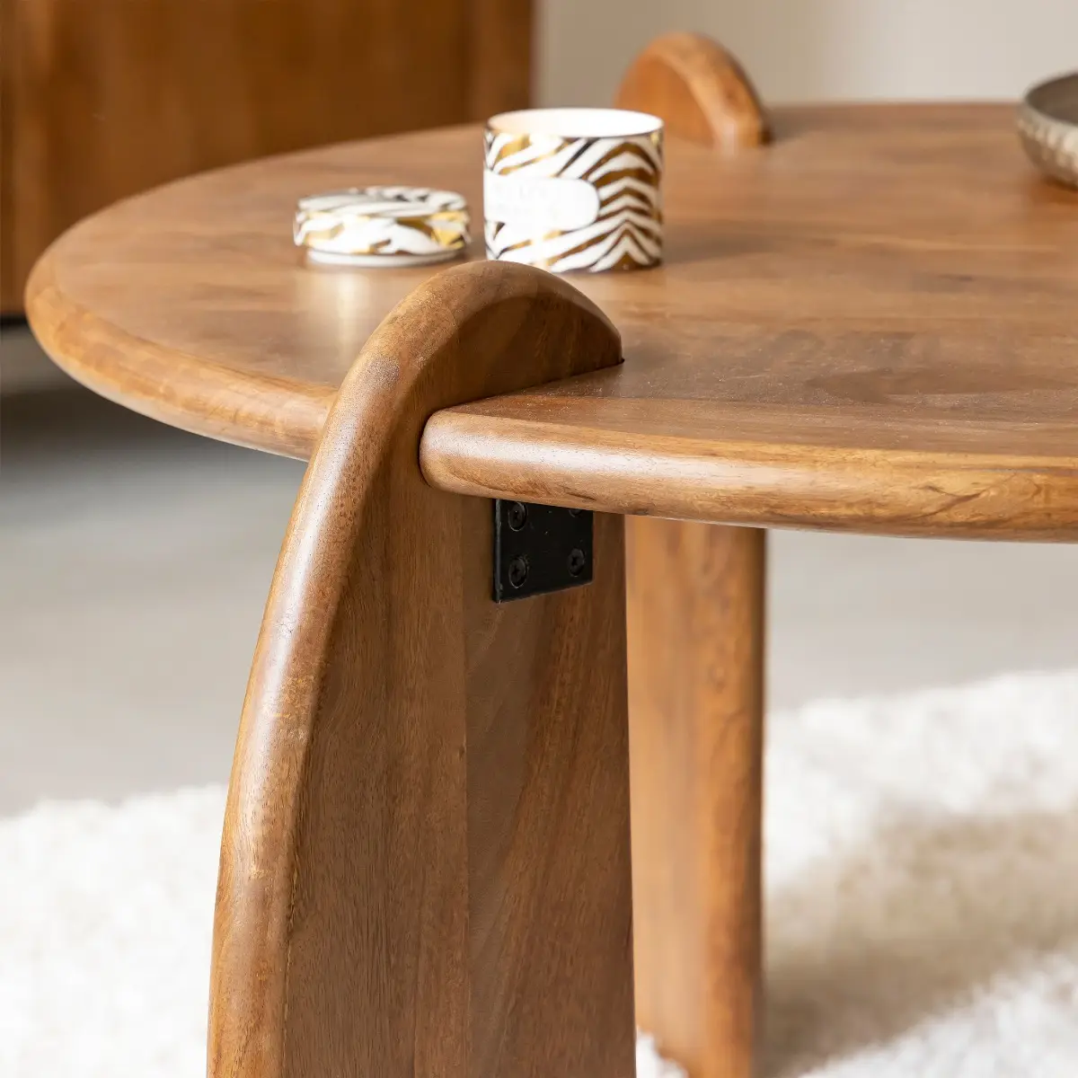 Albert Solid Mango Wood Round Coffee Table - Image 7