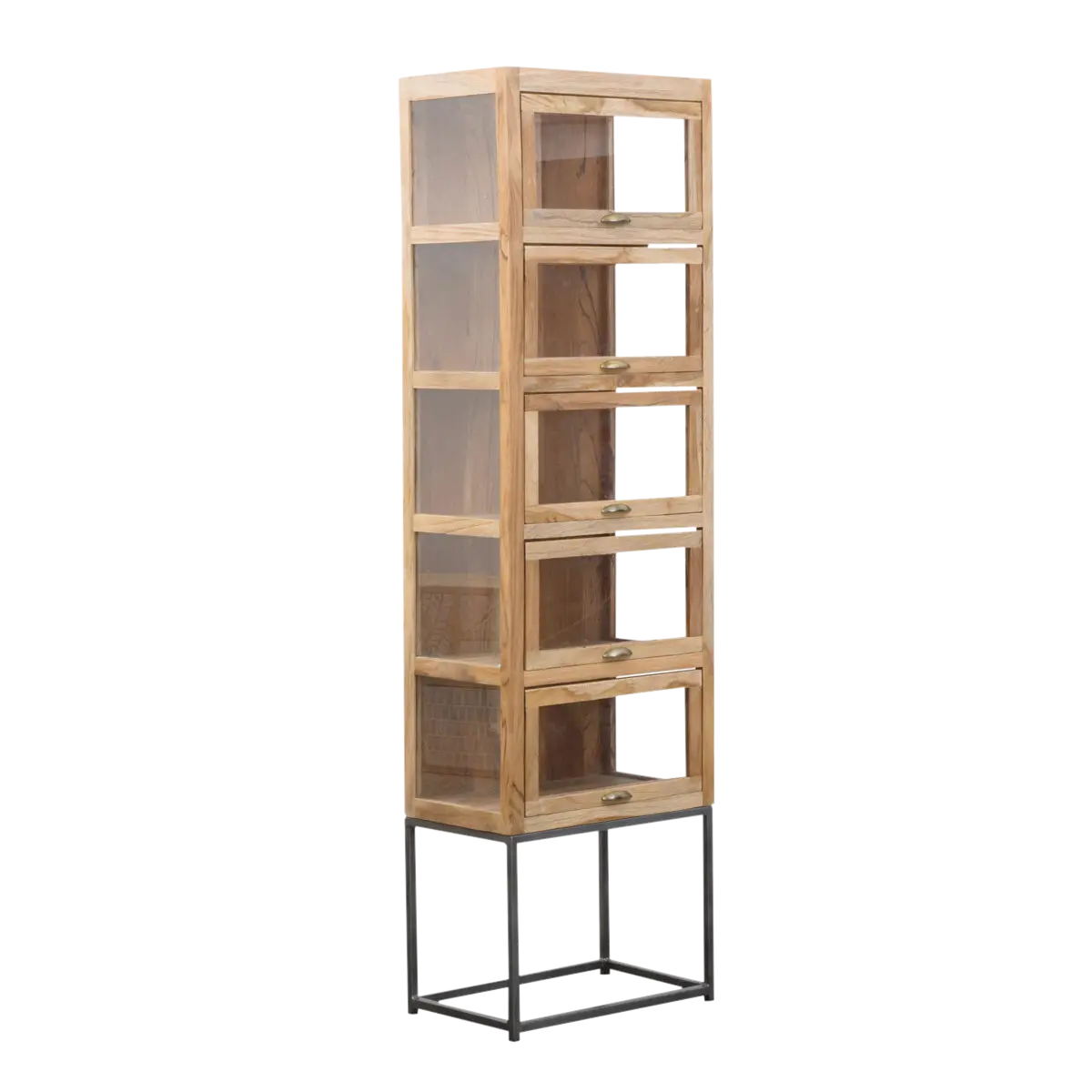Albert Acacia Wood And Metal Display Cabinet - Image 3