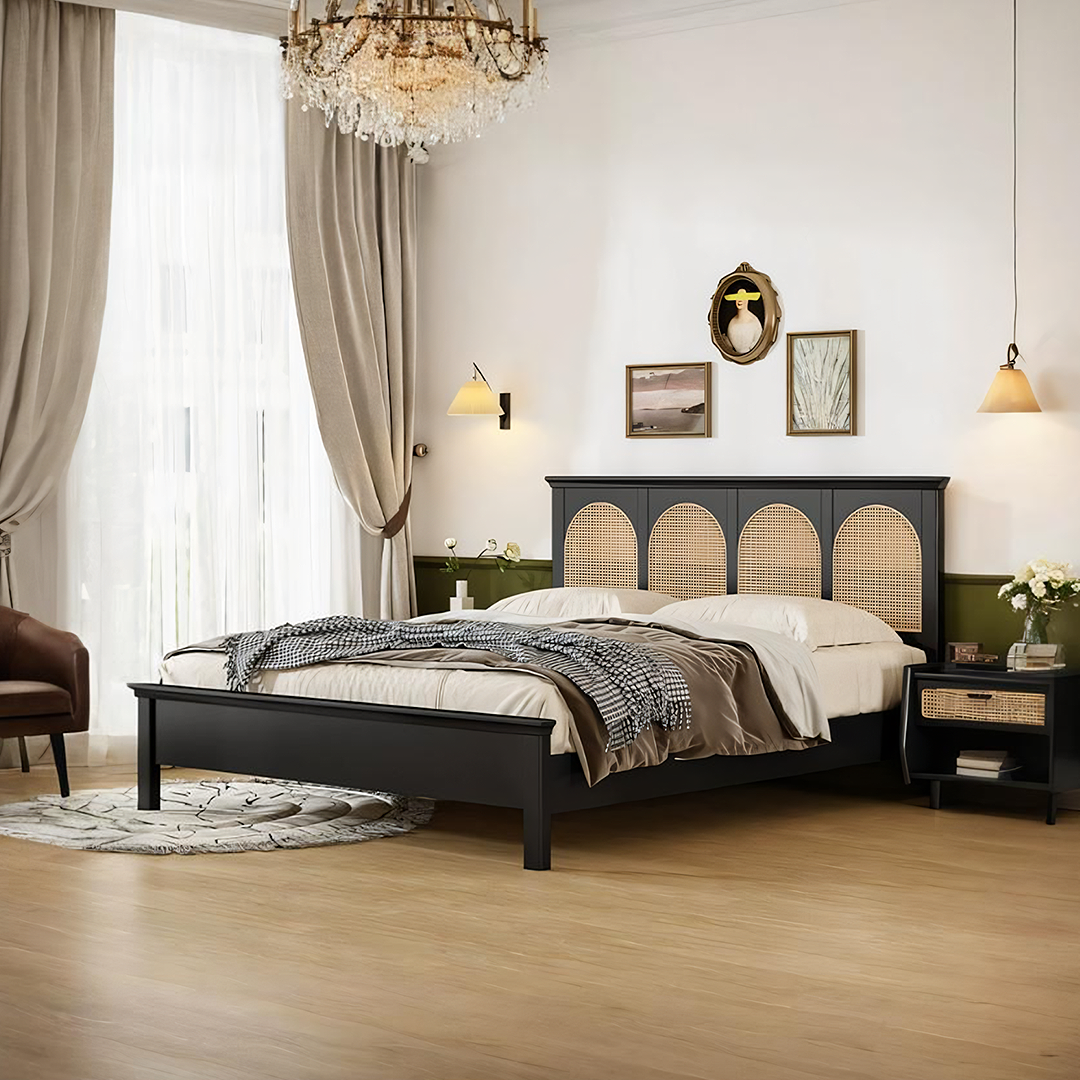 Mandor Premium Solid Wood Cane Bed - Image 5