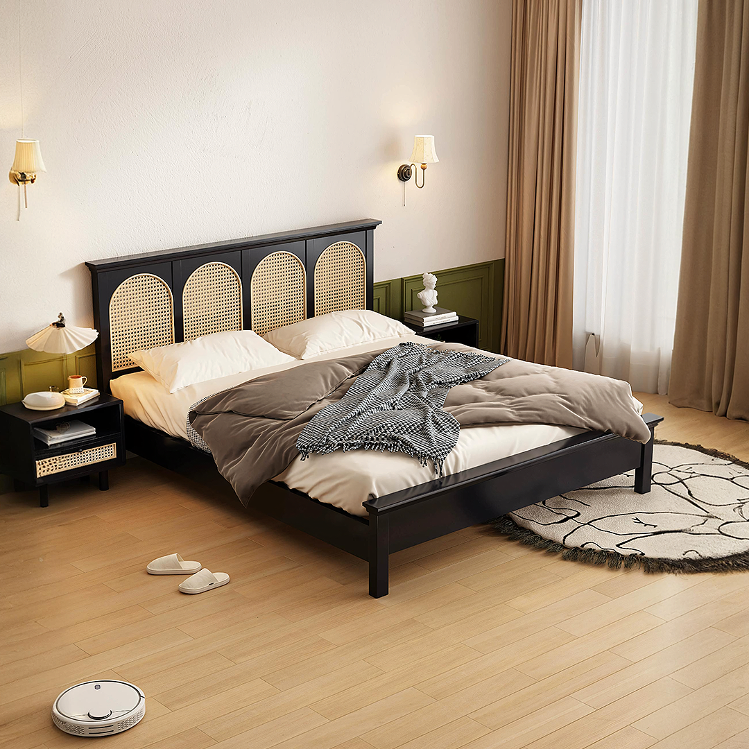 Mandor Premium Solid Wood Cane Bed - Image 6