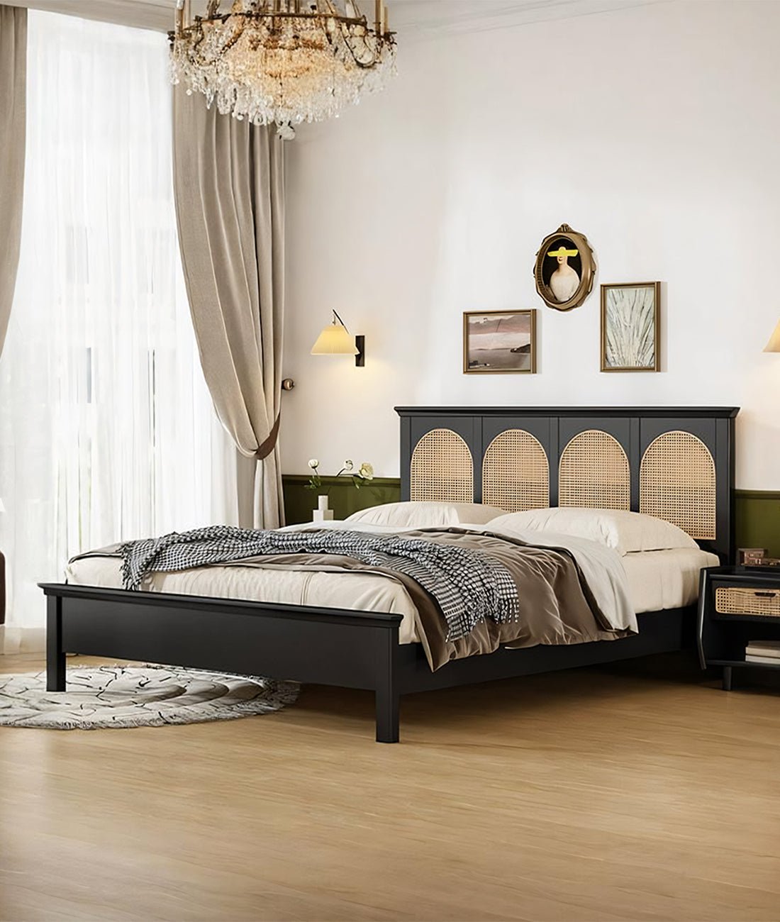 Mandor Premium Solid Wood Cane Bed - Image 2