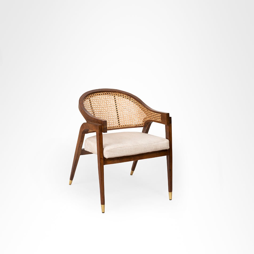 Mandor Premium Solid Wood Dining Chair with Natural Cane - Image 3