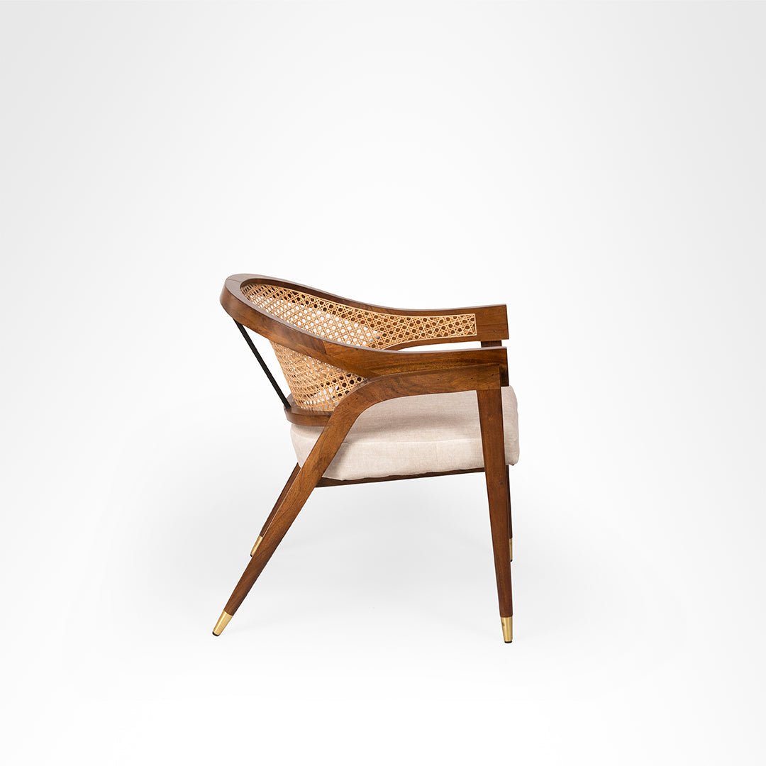 Mandor Premium Solid Wood Dining Chair with Natural Cane - Image 2