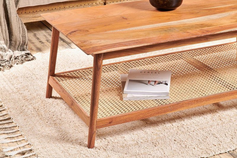 Mandor Premium Rectangle Coffee Table with Natural Cane - Image 7