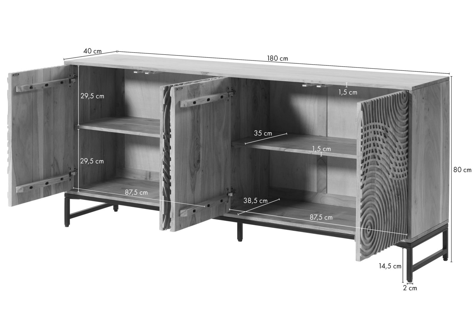 Earth Premium Acacia Wood Sideboard - Image 6