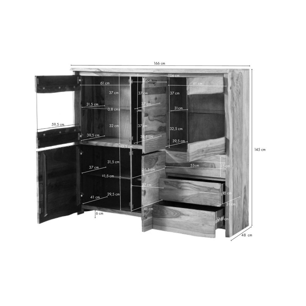 Ranthambhor Sheesham Wood Display Cabinet - Image 8