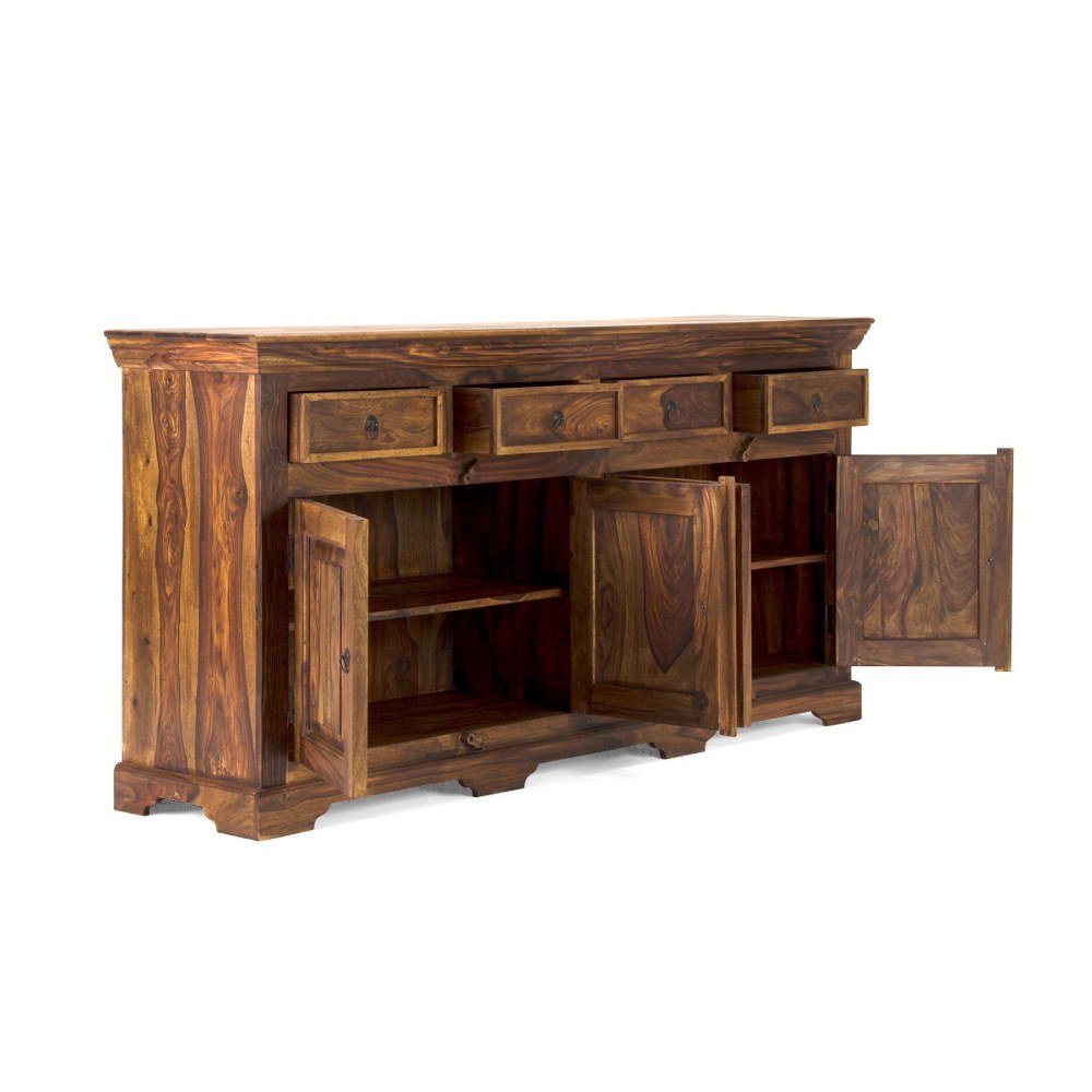 Rustic Solid Sheesham Wood 4 Doors Sideboard - Image 3
