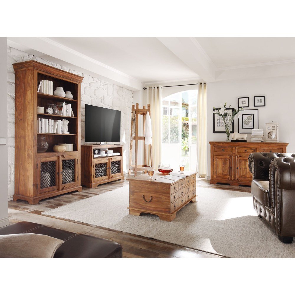 Rustic Solid Sheesham Wood 4 Doors Sideboard - Image 6