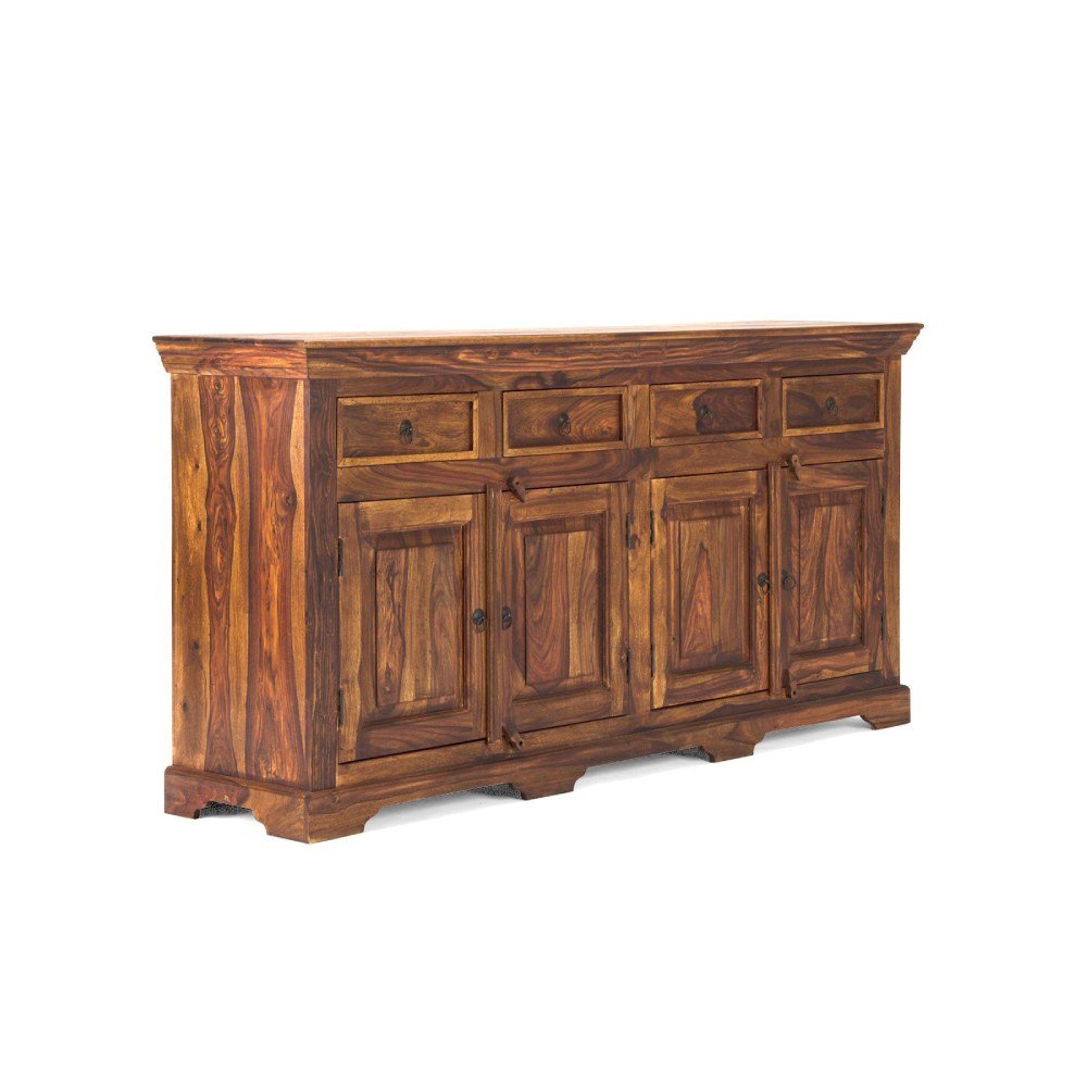 Rustic Solid Sheesham Wood 4 Doors Sideboard - Image 7