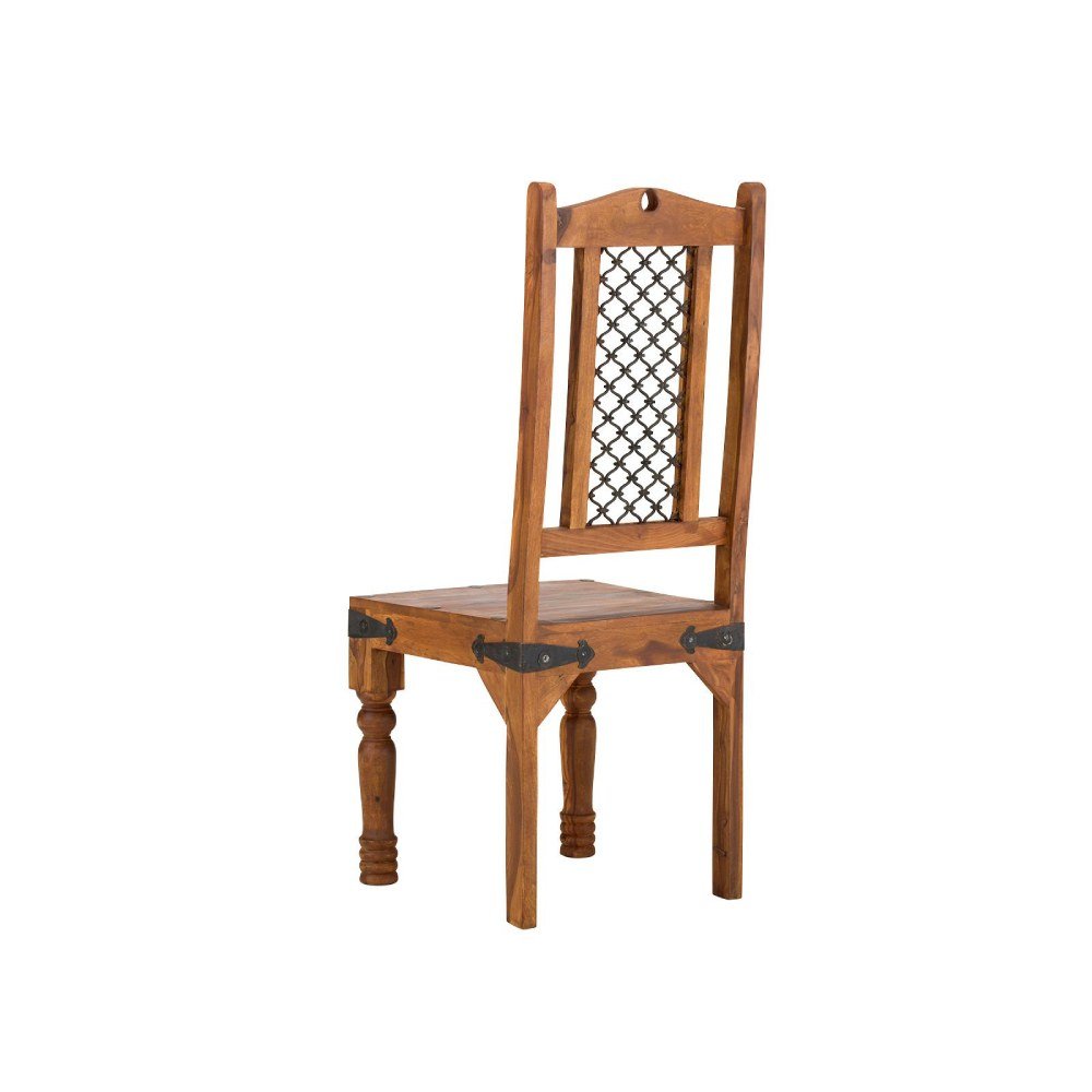 Rustic Traditional Solid Sheesham Wood Dining Set with Chairs - Image 2