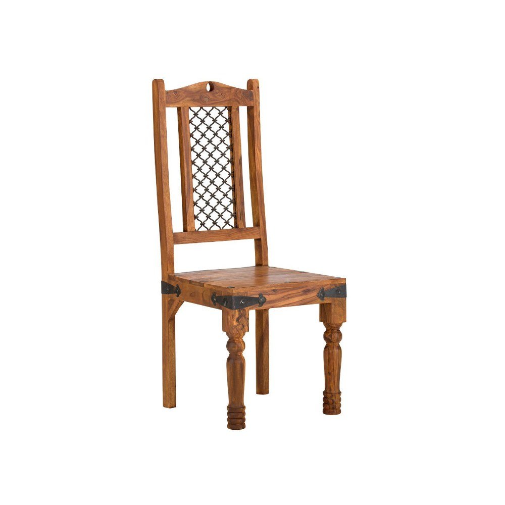 Rustic Traditional Solid Sheesham Wood Dining Set with Chairs - Image 5