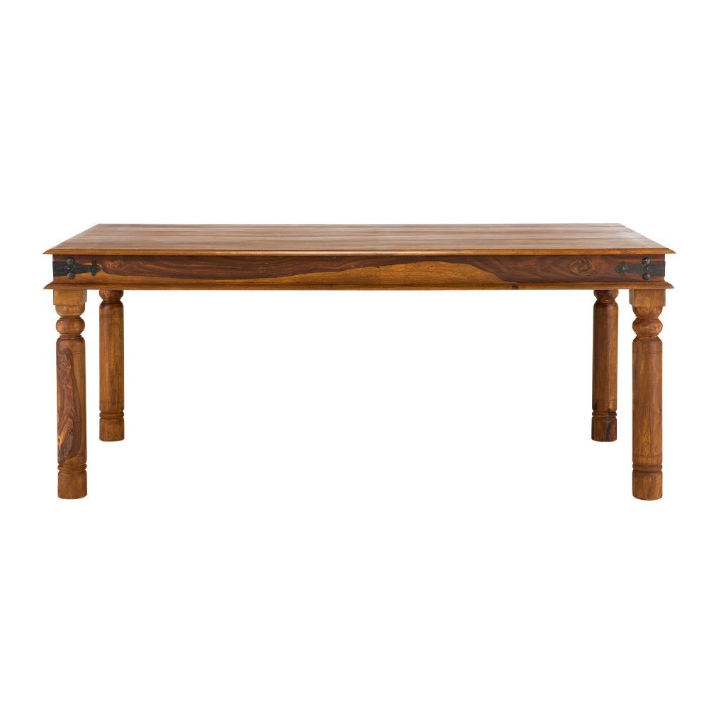 Rustic Traditional Solid Sheesham Wood Dining Set with Chairs - Image 9