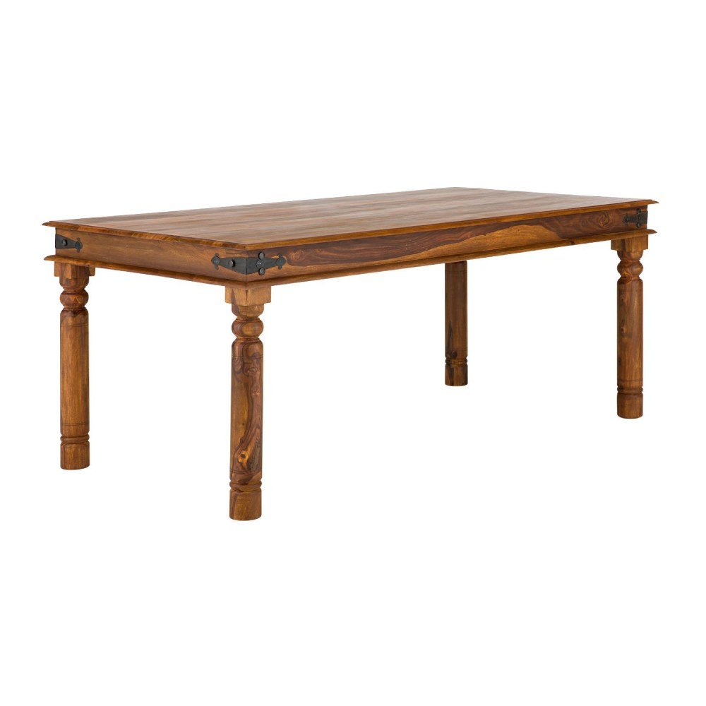 Rustic Traditional Solid Sheesham Wood Dining Set with Chairs - Image 11