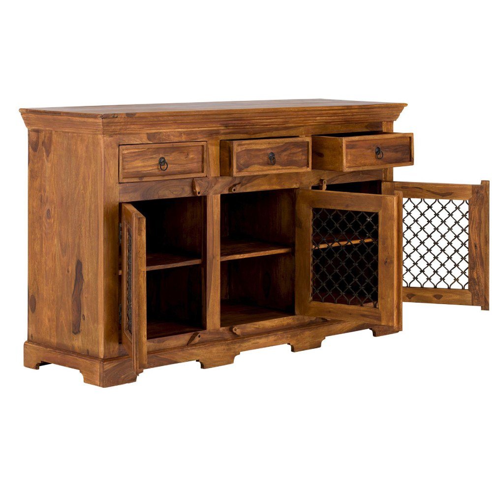 Rustic Solid Sheesham Wood Sideboard - Image 6