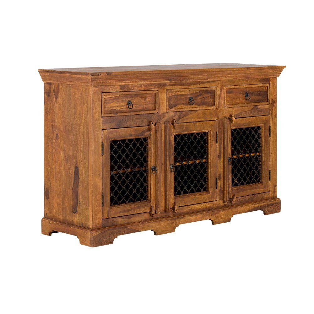 Rustic Solid Sheesham Wood Sideboard - Image 7