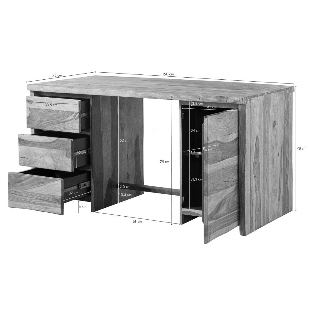 Ranthambhor Sheesham Wood Study Desk - Image 8