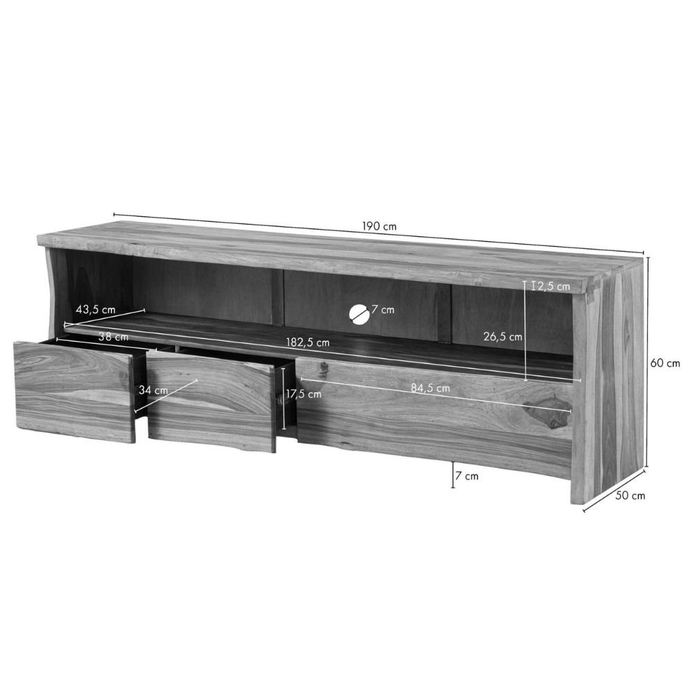 Ranthambhor Sheesham Wood Three Drawers TV Unit - Image 8