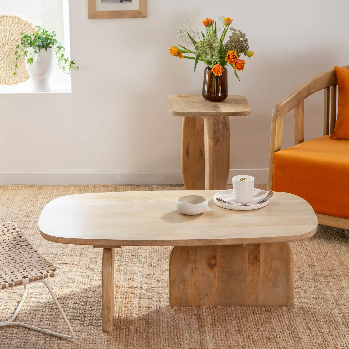Albert Solid Mango Wood Nesting Coffee Table Set - Image 2