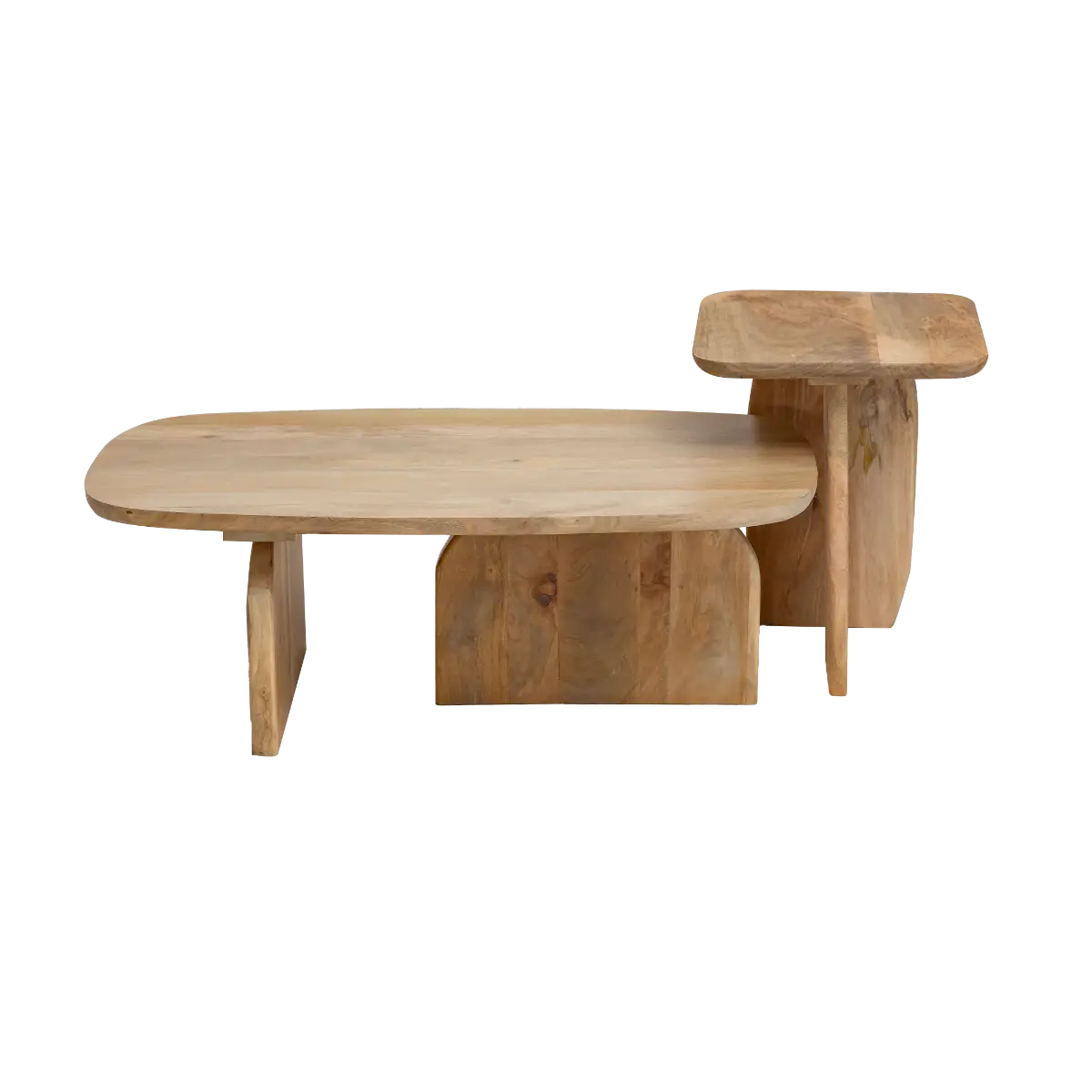 Albert Solid Mango Wood Nesting Coffee Table Set - Image 3