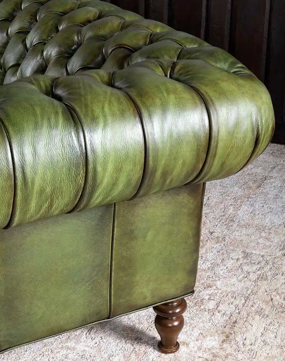 Chesterfield Carlton Olive Leather Sofa - Image 6