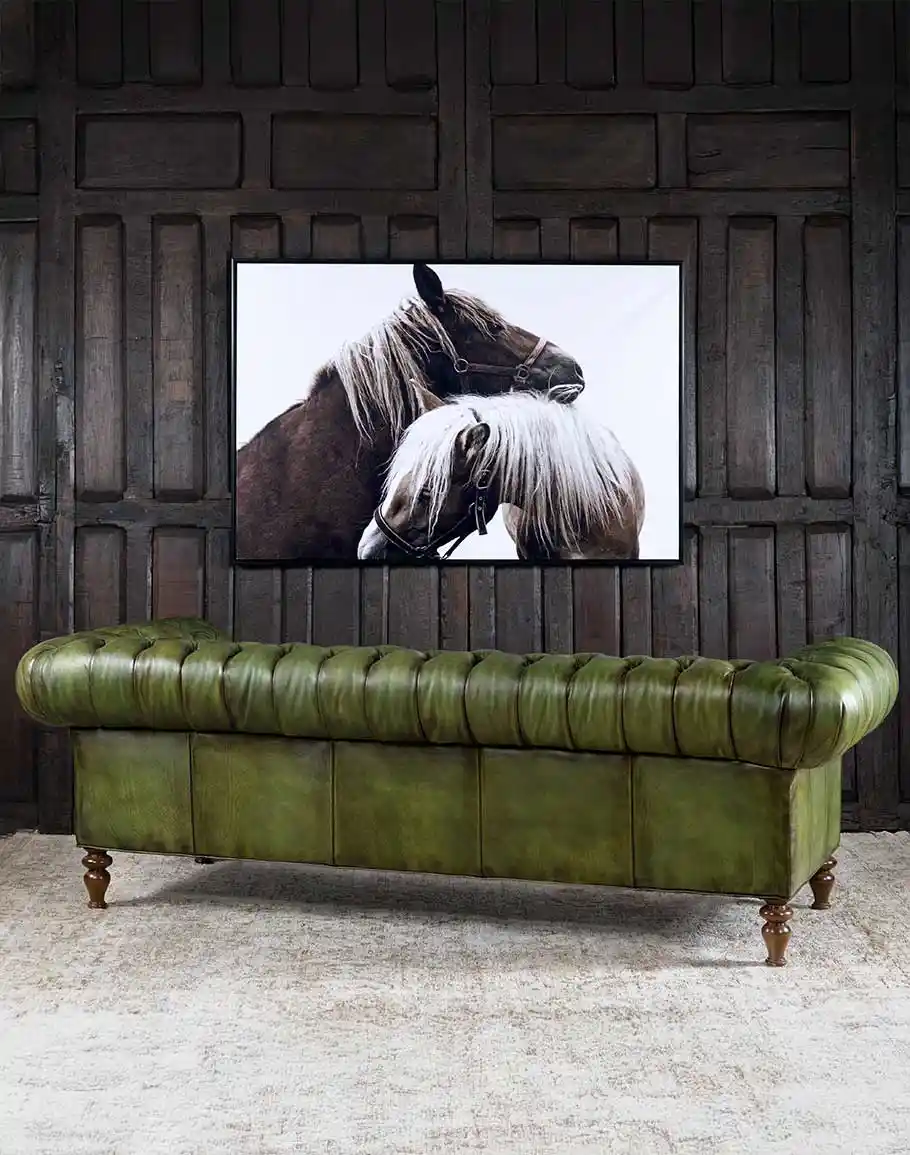 Chesterfield Carlton Olive Leather Sofa - Image 3