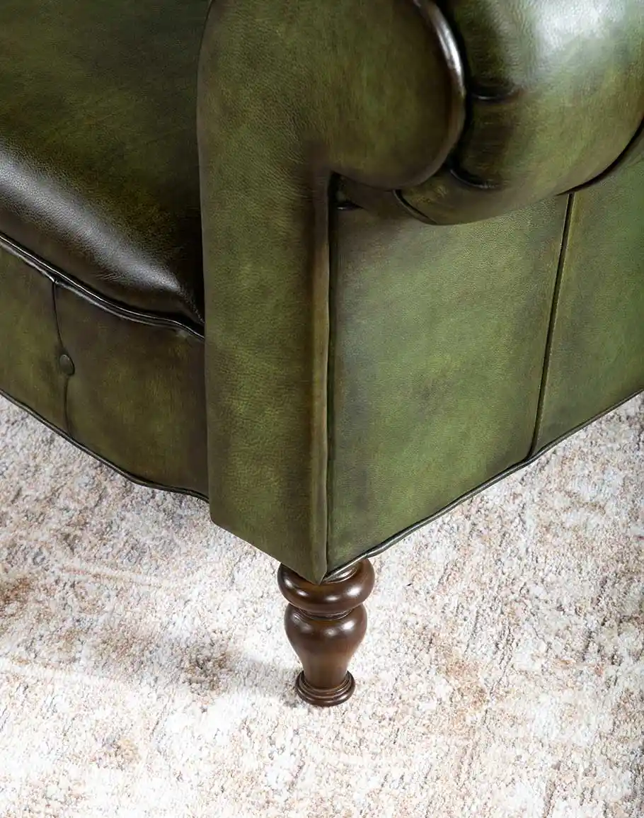 Chesterfield Carlton Olive Leather Sofa - Image 4