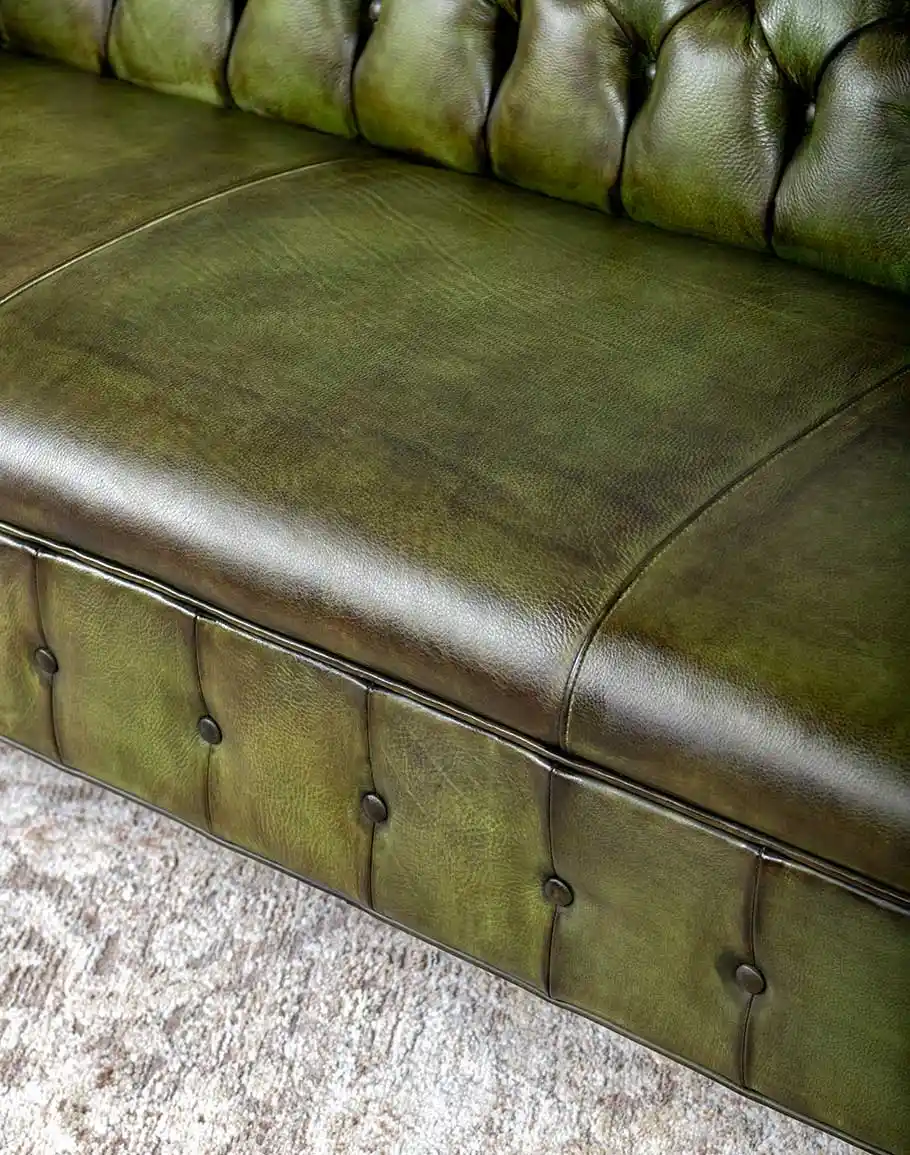 Chesterfield Carlton Olive Leather Sofa - Image 5