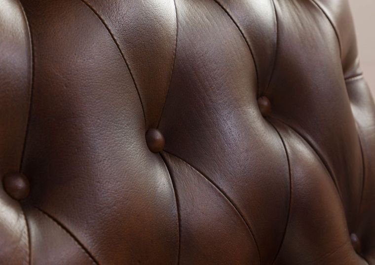 Chesterfield Leather Single Seater Sofa Dark Brown - Image 4