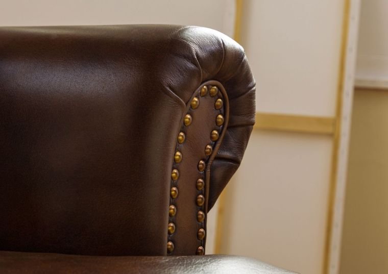 Chesterfield Leather Single Seater Sofa Dark Brown - Image 6
