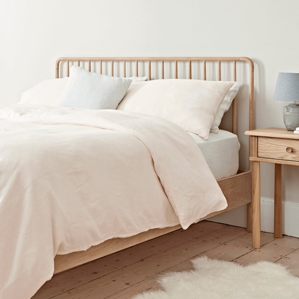 Ella Scandinavian Style Oak Wood Bed - Image 2