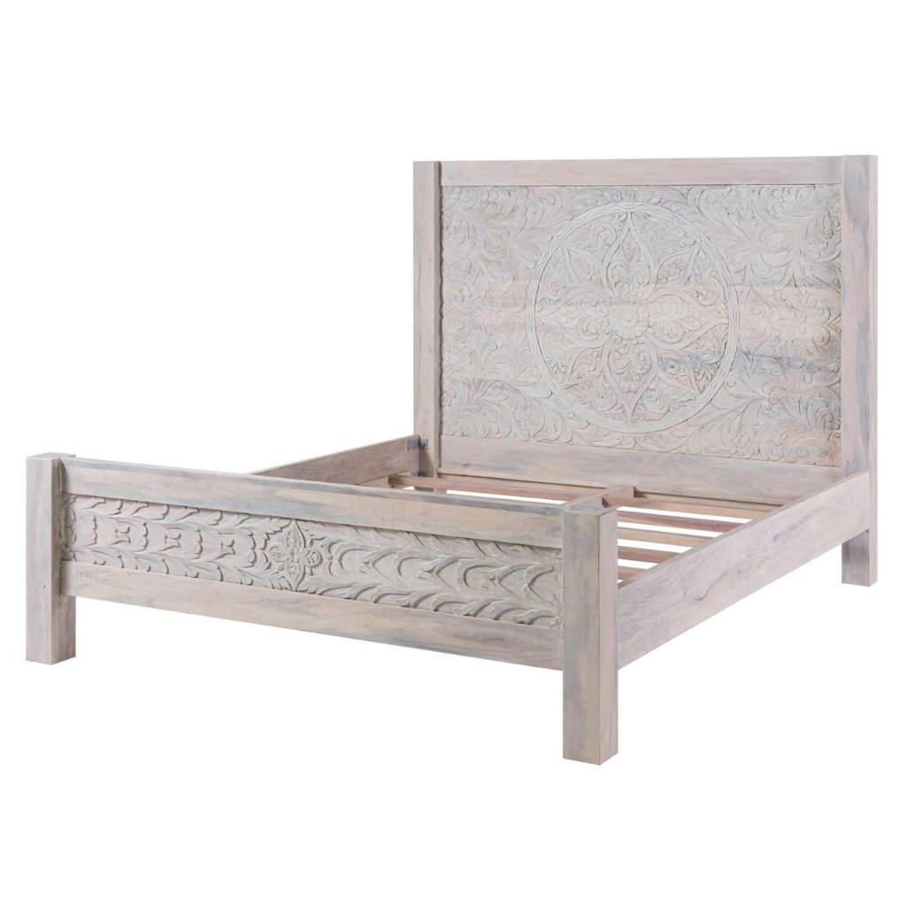 Persia Solid Wood Carved Bed - Image 7