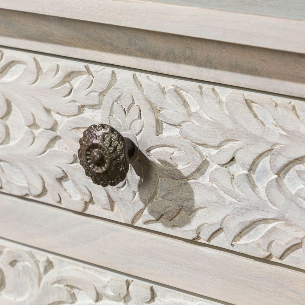 Persia Solid Wood Carved Bedside (Left Opening) - Image 8