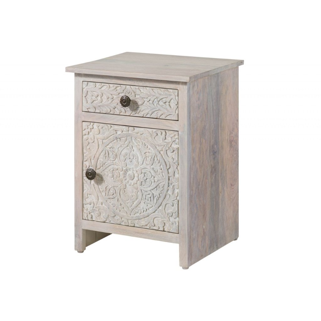 Persia Solid Wood Carved Bedside (Left Opening) - Image 9