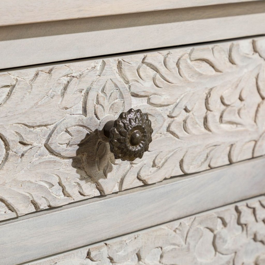 Persia Solid Wood Carved Bedside (Right Opening) - Image 6