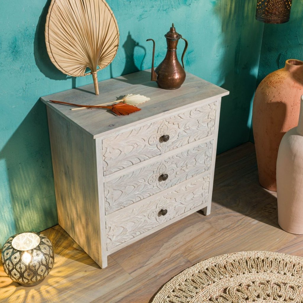Persia Solid Wood Carved Chest of Drawers - Image 2