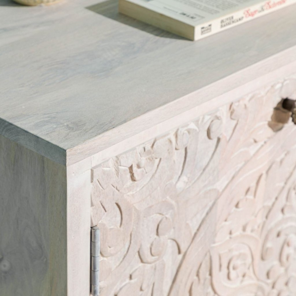 Persia Solid Wood Carved Two Door Cabinet - Image 7