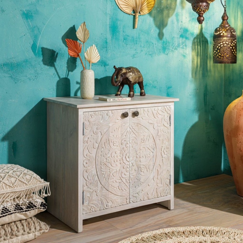 Persia Solid Wood Carved Two Door Cabinet