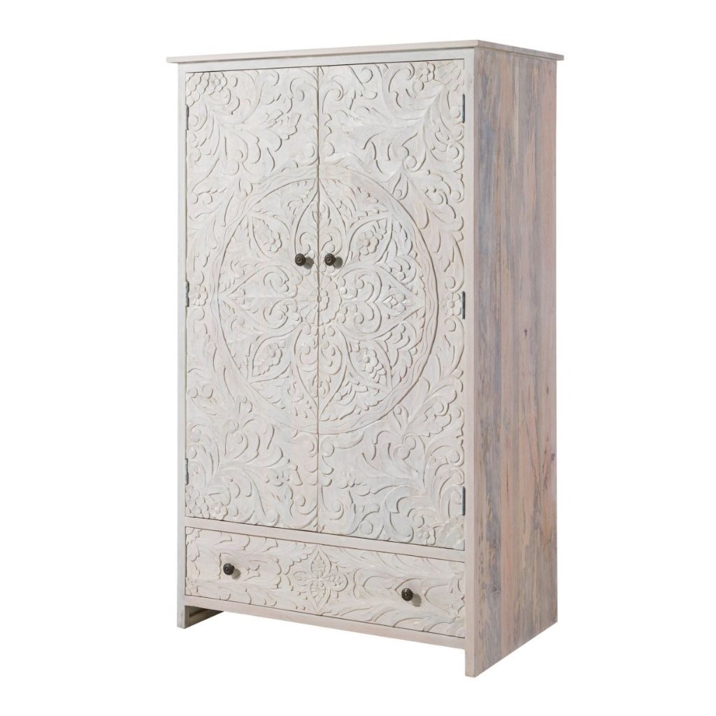 Persia Solid Wood Carved Wardrobe - Image 8