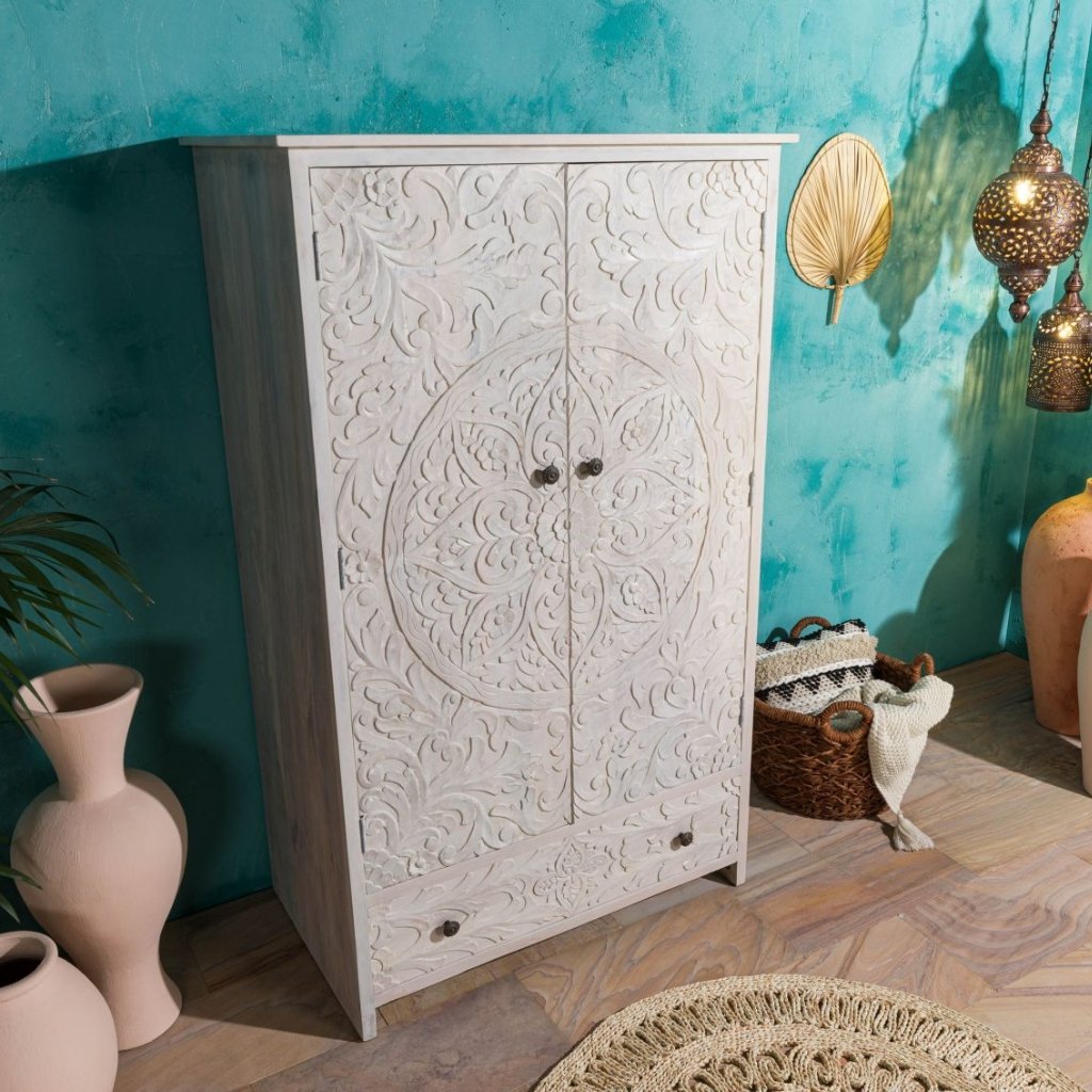 Persia Solid Wood Carved Wardrobe - Image 2